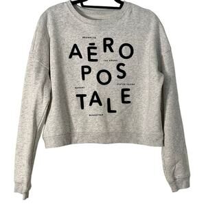 AEROPOSTALE New York Cities Grey Cropped Crew Neck Sweatshirt, Size M
